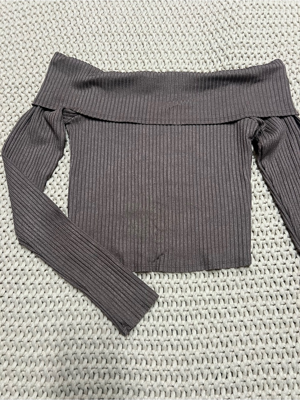 Off-Shoulder Ribbed Long-Sleeve top
